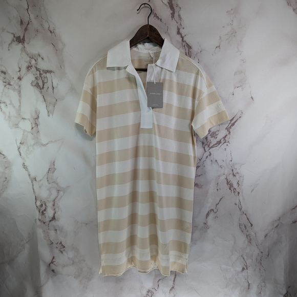 Everlane Dress Women Retro Jersey Polo Cotton Cashew Stripe Mini T Shirt - Picture 2 of 11